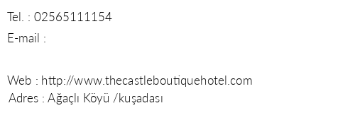 The Castle Boutique Hotel telefon numaralar, faks, e-mail, posta adresi ve iletiim bilgileri